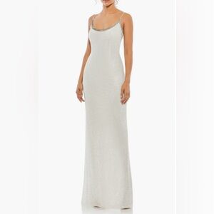 Mac Duggal Rhinestone Encrusted Scoop Neckline Beaded Gown